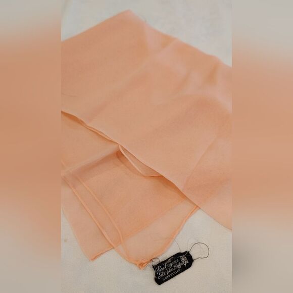 Free Vintage Silk Sheer Chiffon Scarf Peachy Pink - Picture 3 of 8